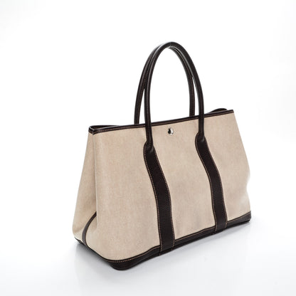 Hermes Buffle Skipper Toile Garden Party 36 MM Tote Marron Fonce 3 of 17