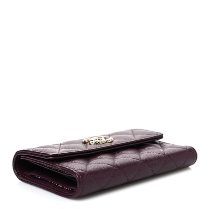 Chanel Caviar Quilted Chain Embossed CC Medium Flap Wallet Dark Burgundy 4 of 8
