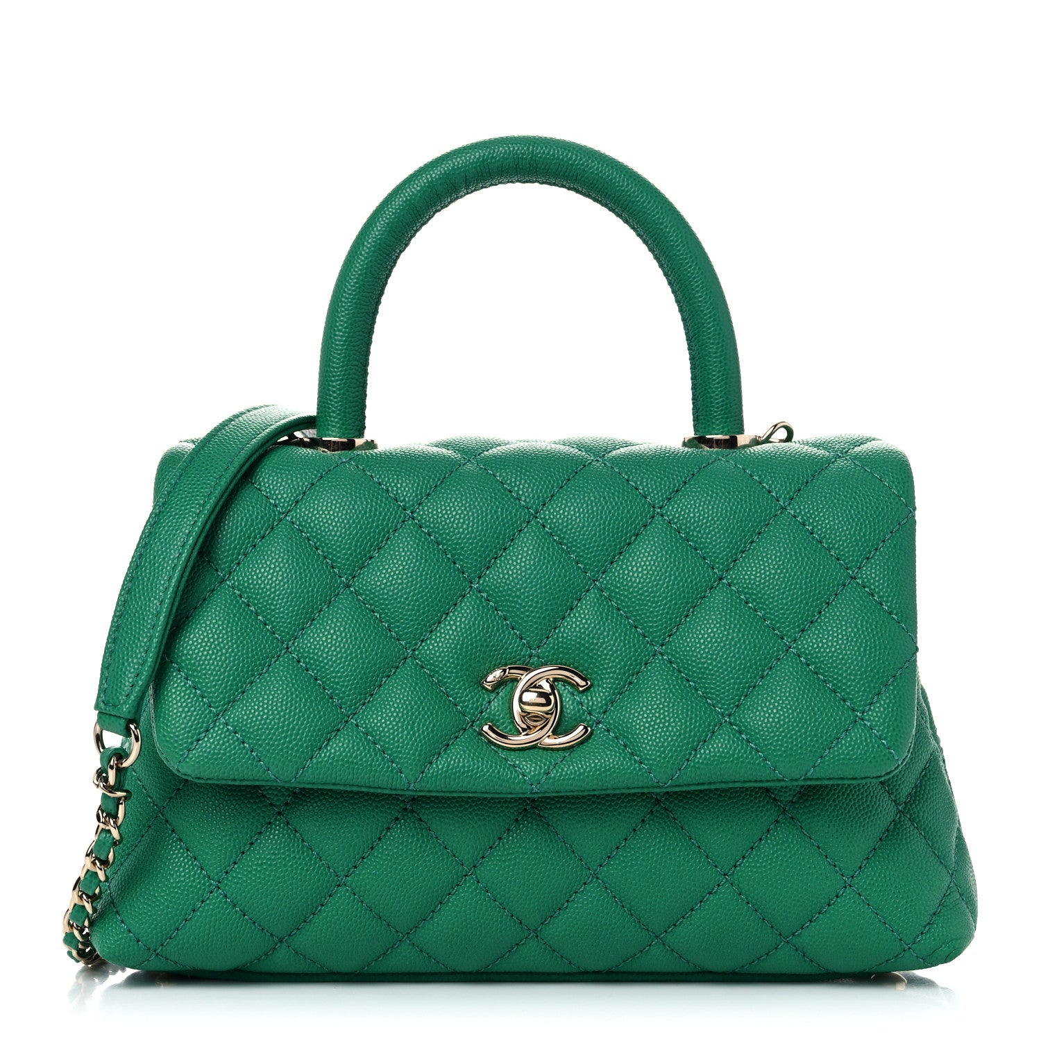 Chanel Caviar Quilted Mini Coco Handle Flap Green 1 of 10