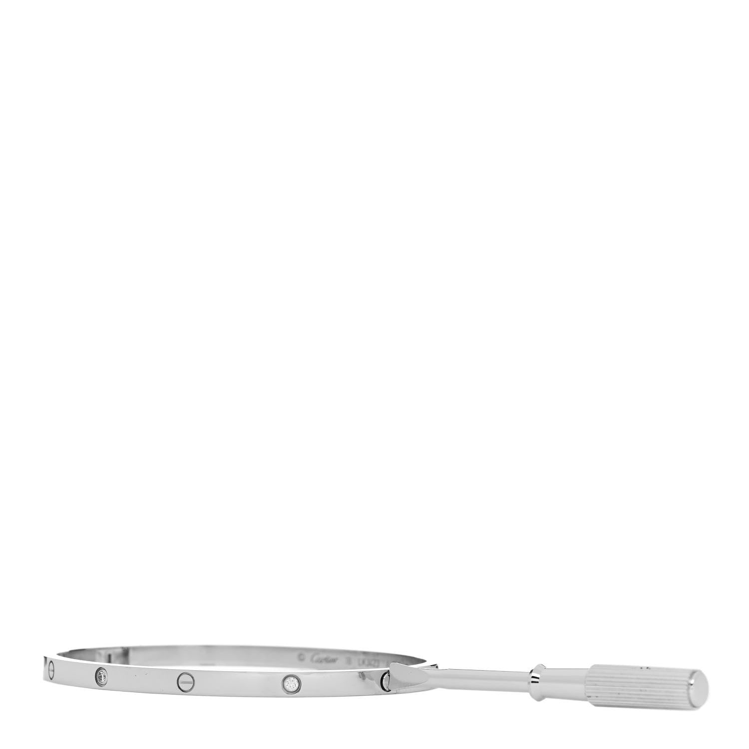 Cartier 18K White Gold 6 Diamond Small LOVE Bracelet 18 3 of 8