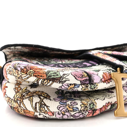 Christian Dior Canvas Embroidered 4 Saisons Été Saddle Bag White Multicolor 10 of 12