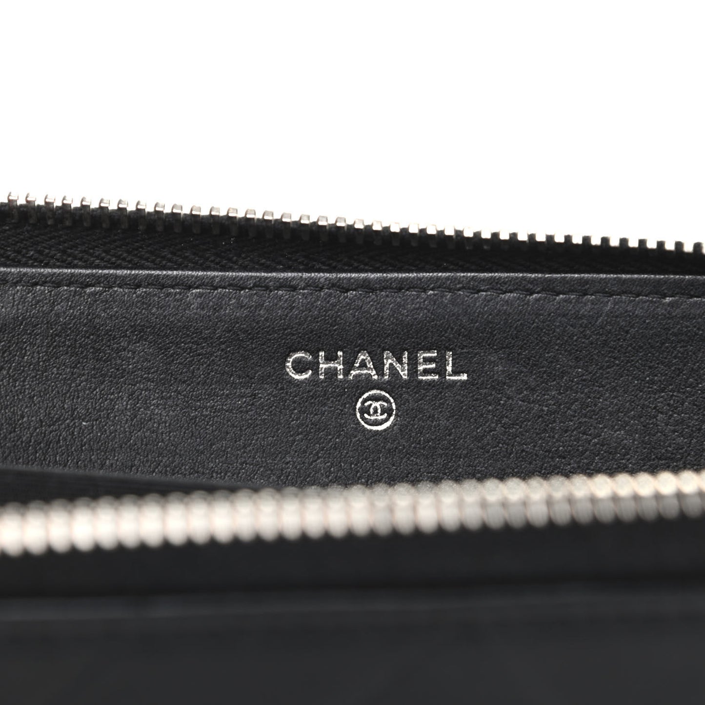 Lambskin Chevron Quilted CC Zip Around Wallet Black