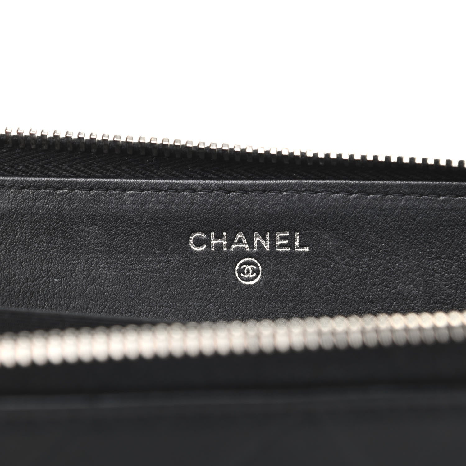 Chanel Lambskin Chevron Quilted CC Zip Around Wallet Black 6 of 8