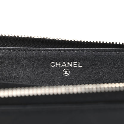 Chanel Lambskin Chevron Quilted CC Zip Around Wallet Black 6 of 8