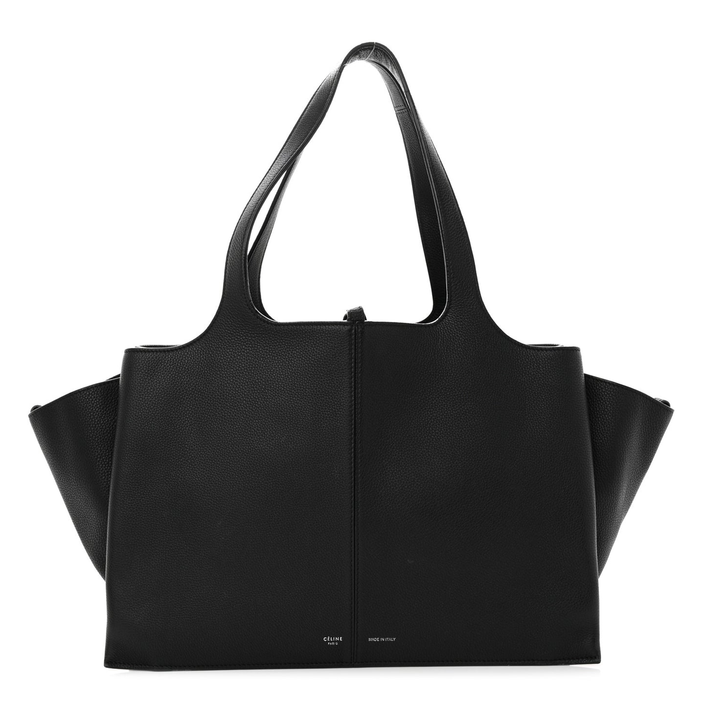 Baby Grained Calfskin Medium Tri-Fold Bag Black