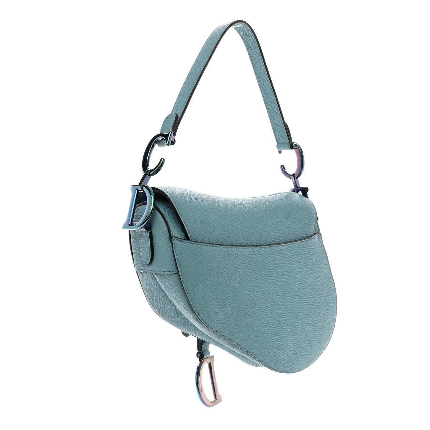 Grained Calfskin Saddle Bag Azure Blue
