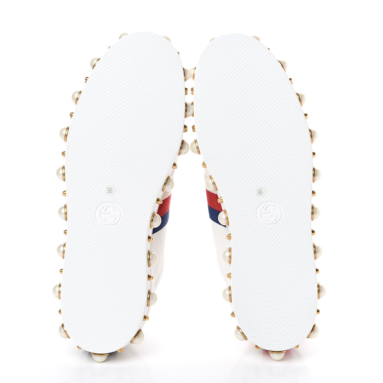 Gucci Calfskin Ayers Web Pearl Studded Womens Ace Sneakers Sneakers 39 White 5 of 8