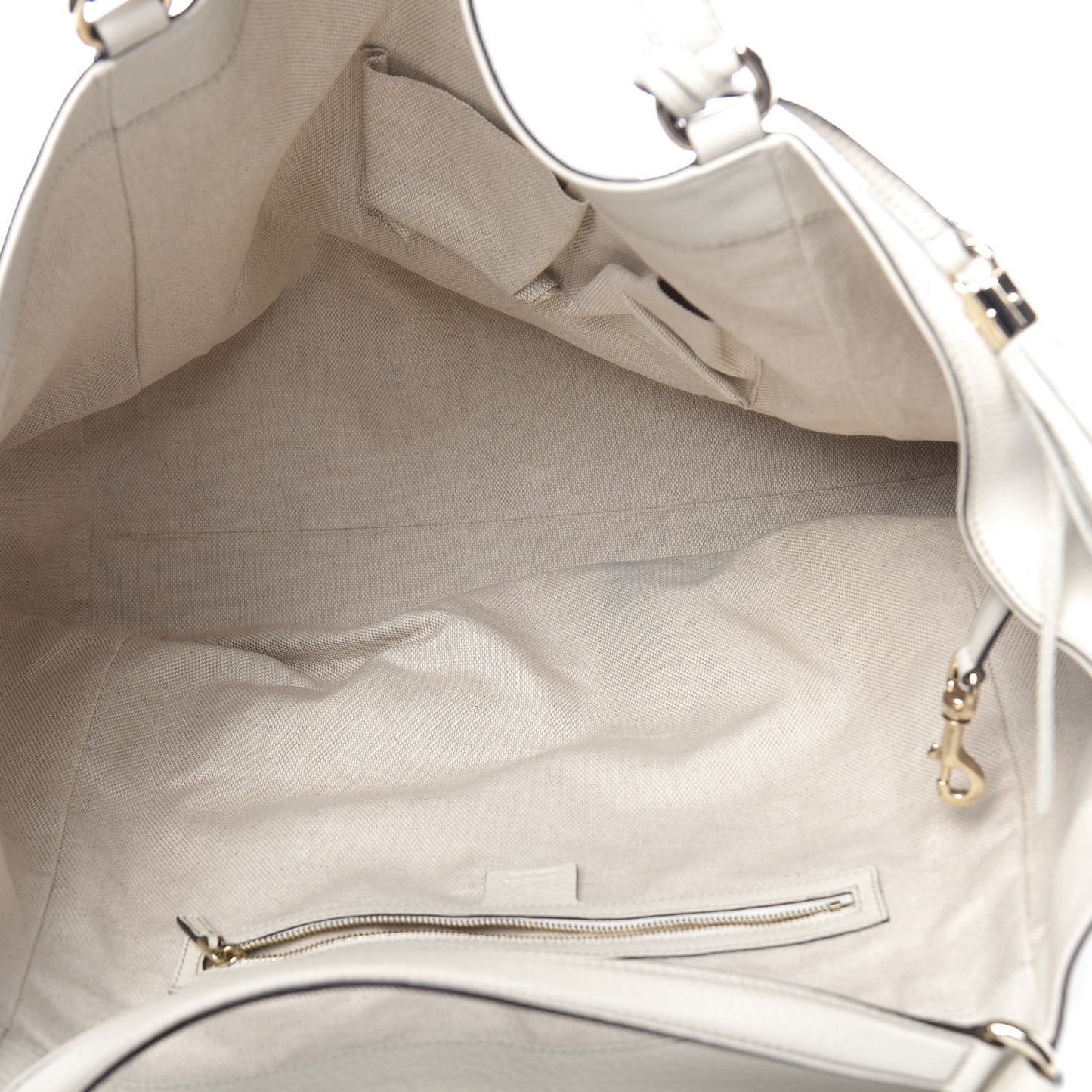 Pebbled Calfskin Large Soho Shoulder Bag Off White