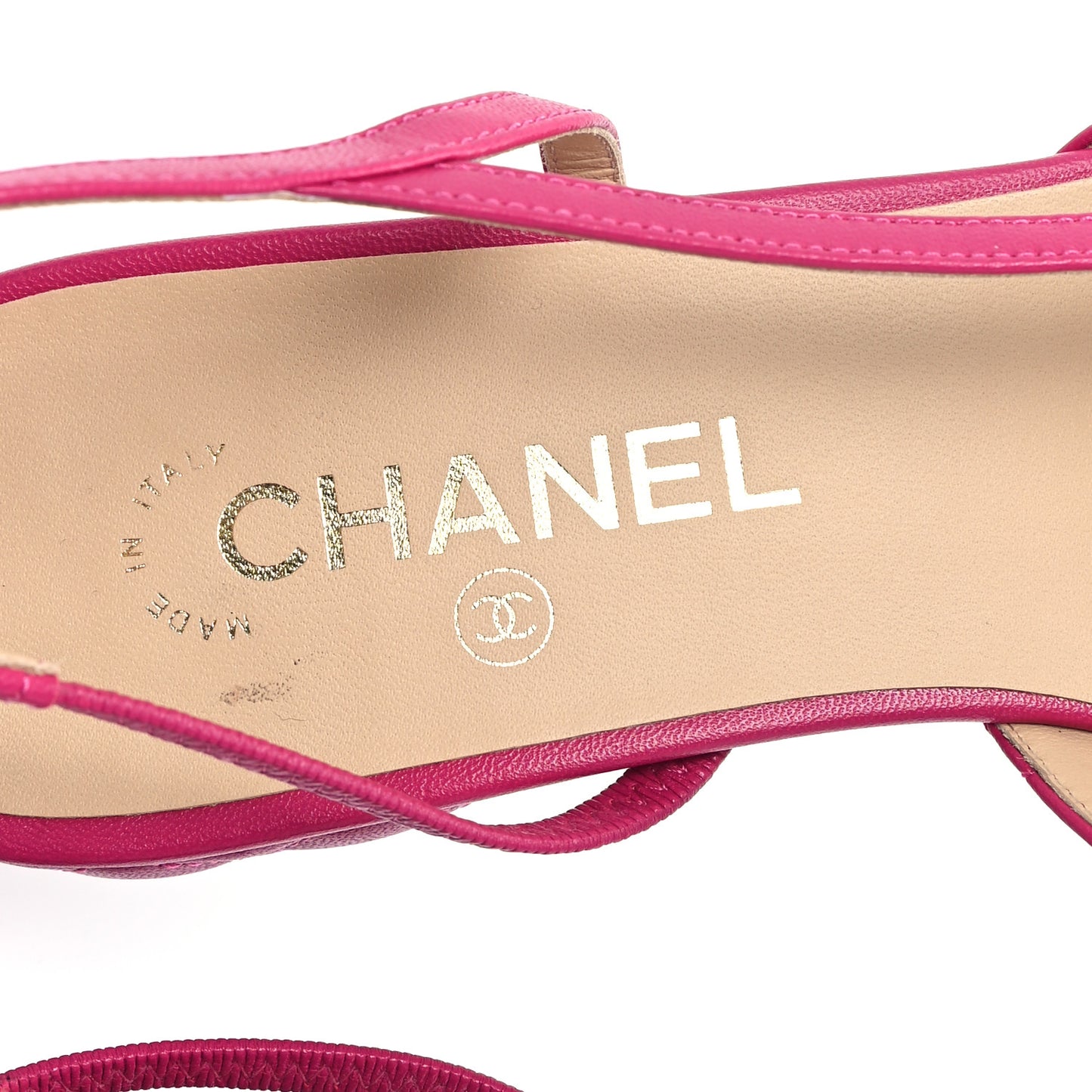 Lambskin Patent Cap Toe CC Slingback Flats 41 Pink Black