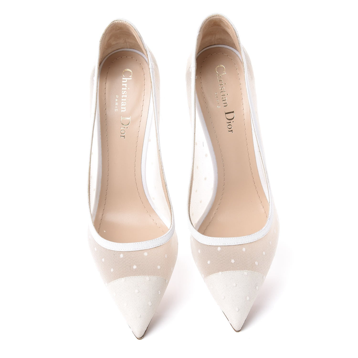 Christian Dior Mesh Plumetis Tulle D-Moi Pumps 39.5 White 5 of 10