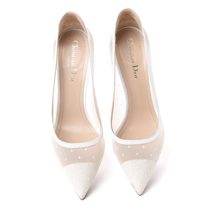 Christian Dior Mesh Plumetis Tulle D-Moi Pumps 39.5 White 5 of 10