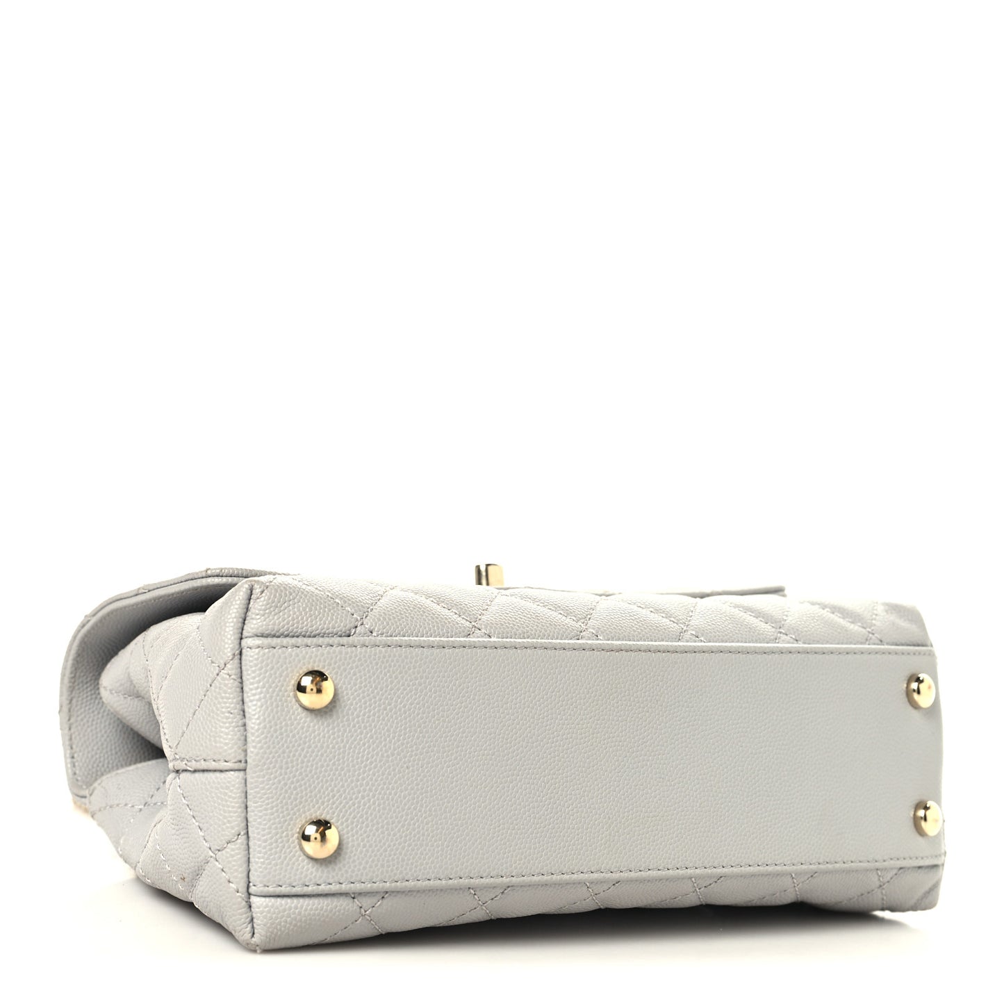Caviar Quilted Mini Coco Handle Flap Light Grey