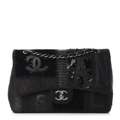 Chanel Tweed Patchwork Jumbo Single Flap Black 1 of 11