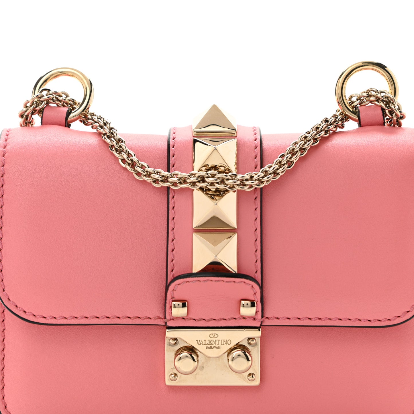 Vitello Mini Glam Lock Rockstud Flap Paradise Rose