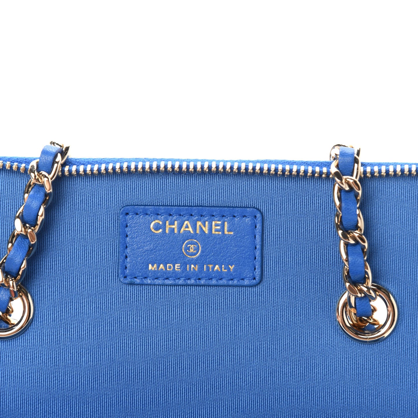 Raffia Jute Striped Small Vanity Case With Chain Blue Beige