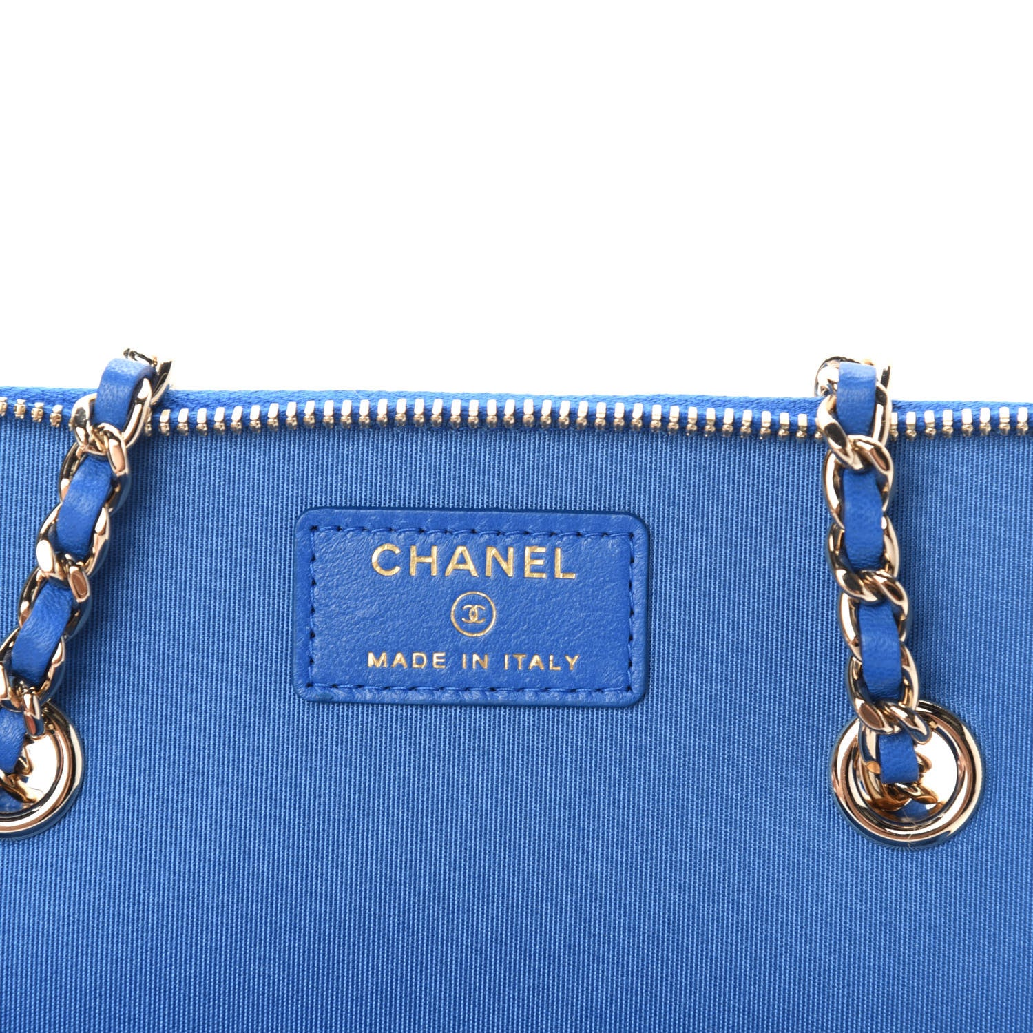 Chanel Raffia Jute Striped Small Vanity Case With Chain Blue Beige 8 of 11