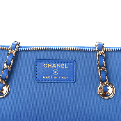 Chanel Raffia Jute Striped Small Vanity Case With Chain Blue Beige 8 of 11
