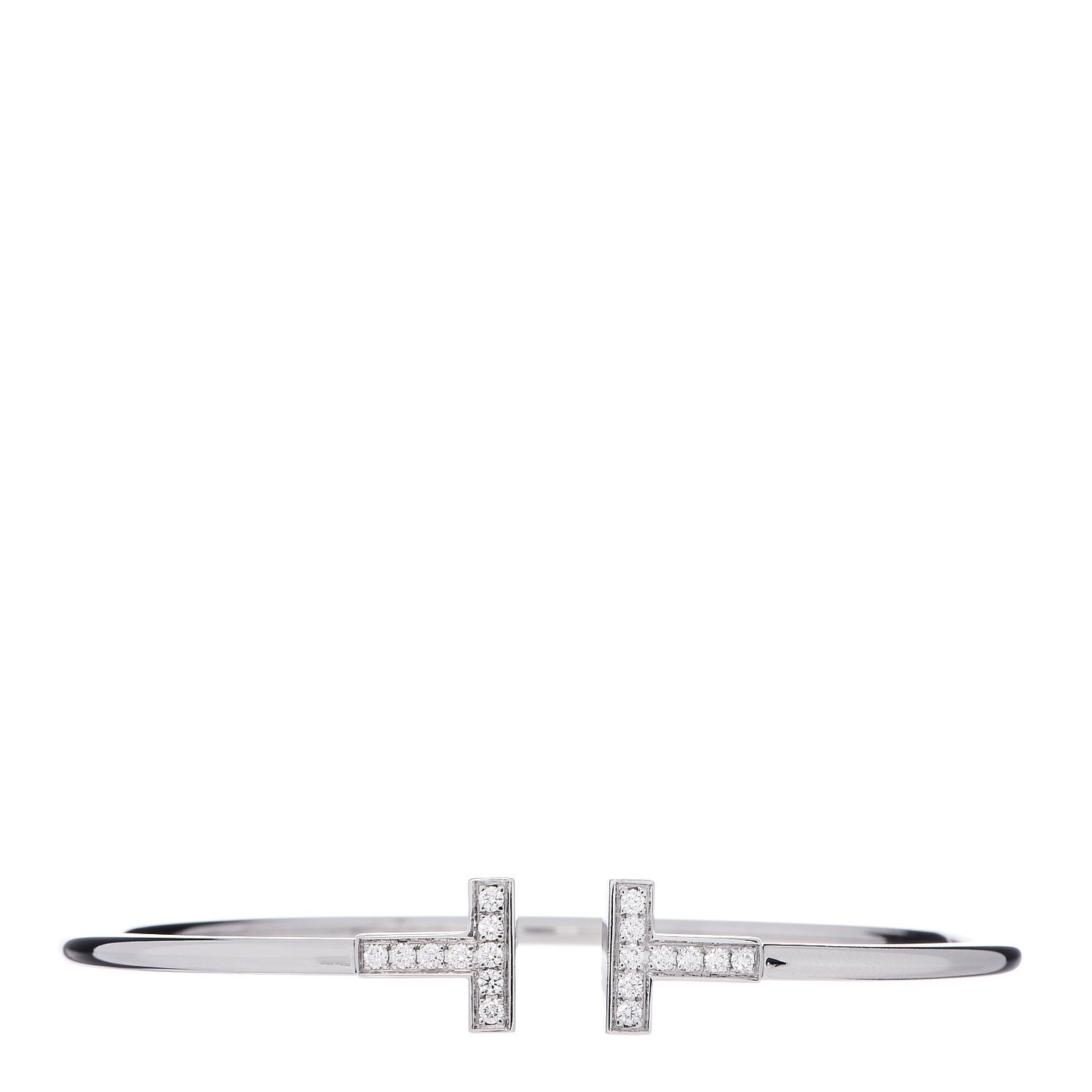 18K White Gold Diamond T Wire Bracelet