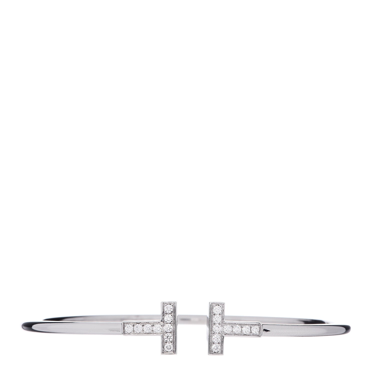 Tiffany 18K White Gold Diamond T Wire Bracelet 1 of 5