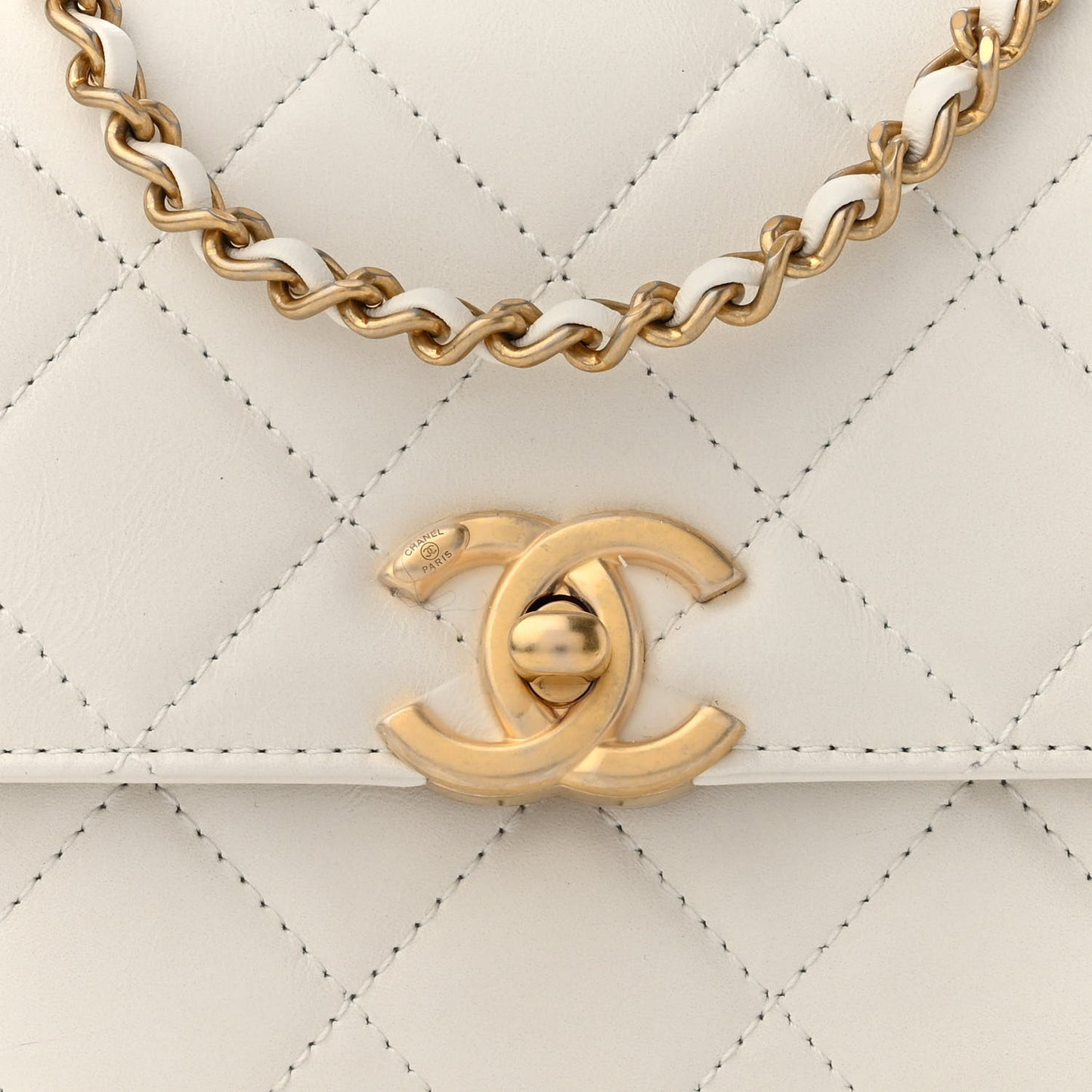 Calfskin Quilted Mini Perfect Fit Flap White