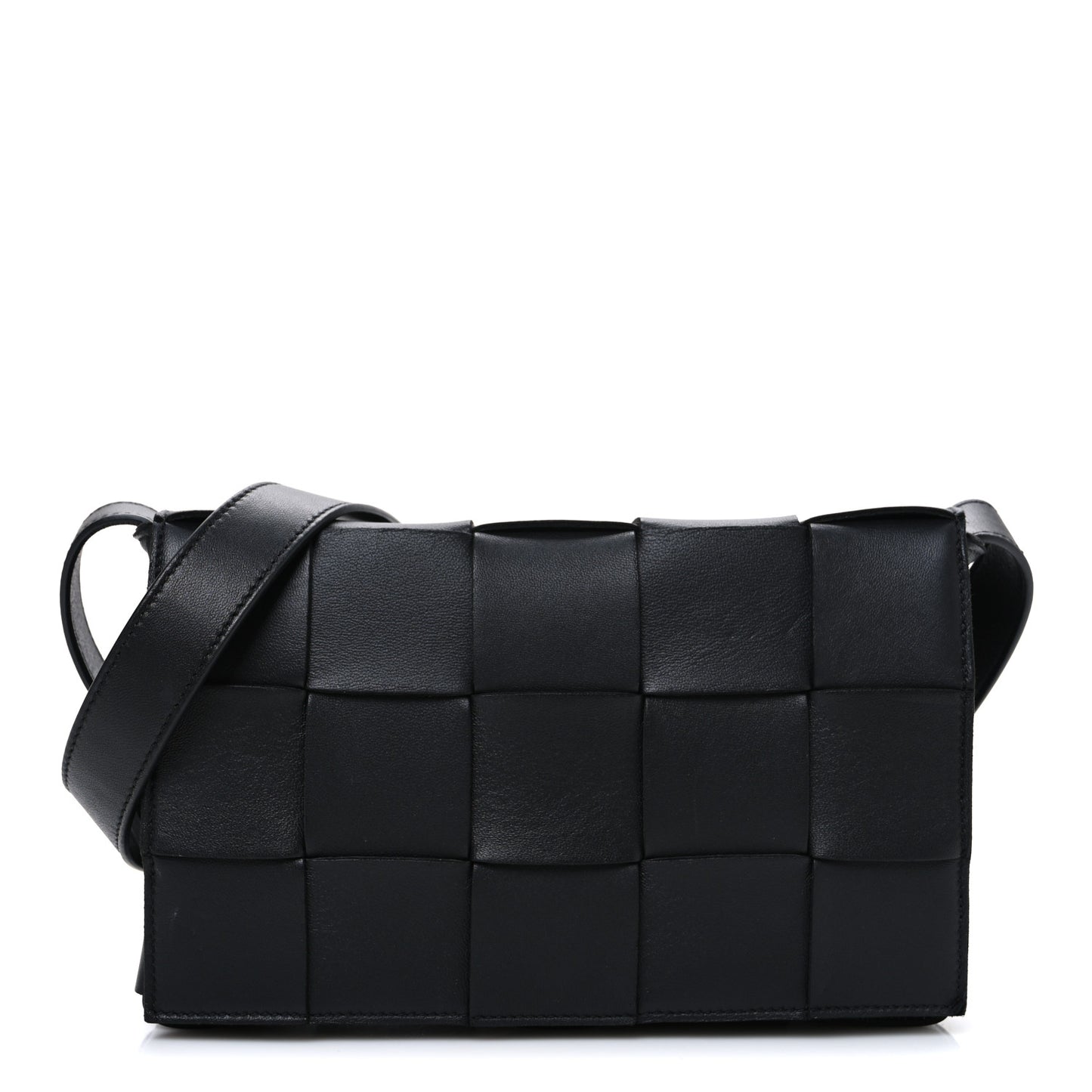 Lambskin Maxi Intrecciato Cassette Crossbody Bag Black