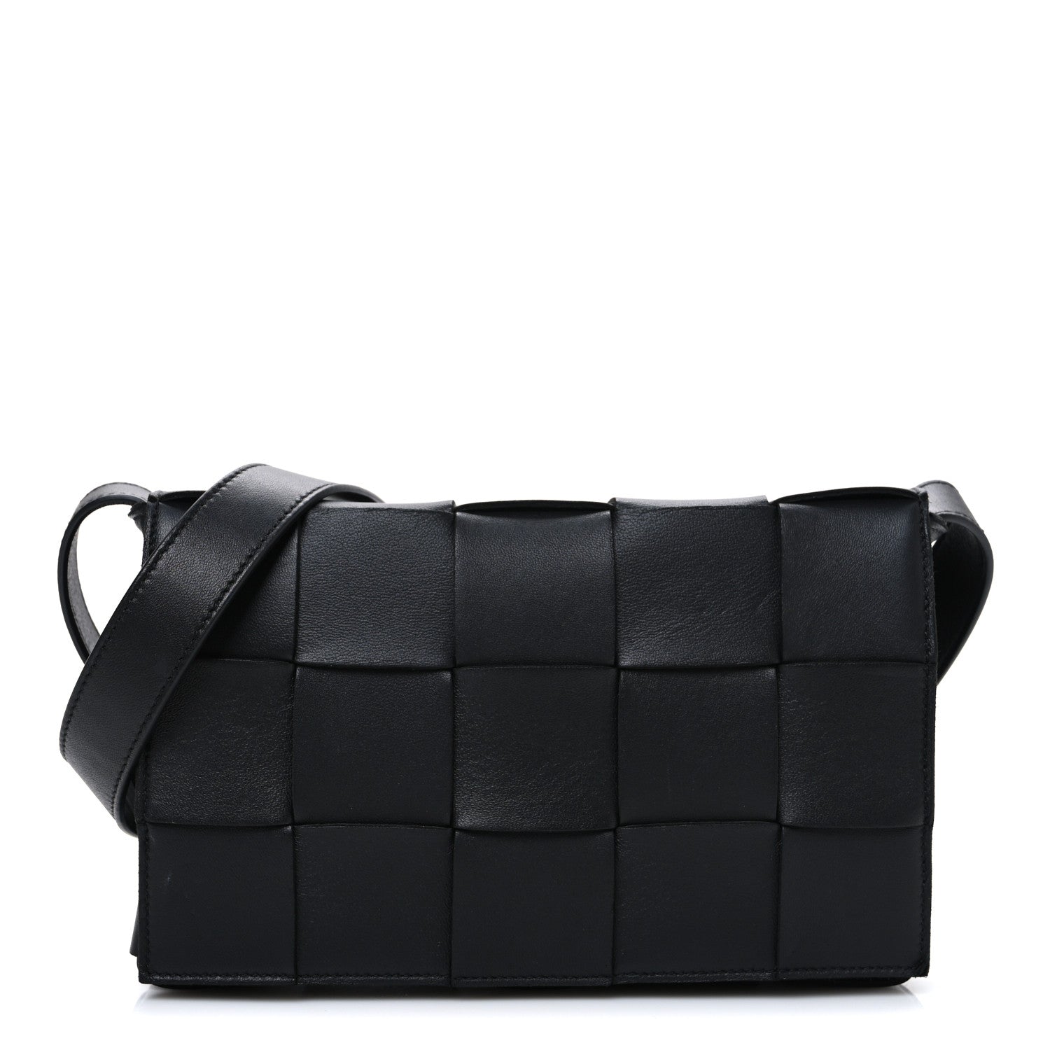 Bottega Veneta Lambskin Maxi Intrecciato Cassette Crossbody Bag Black 1 of 11