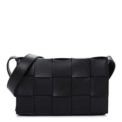 Bottega Veneta Lambskin Maxi Intrecciato Cassette Crossbody Bag Black 1 of 11