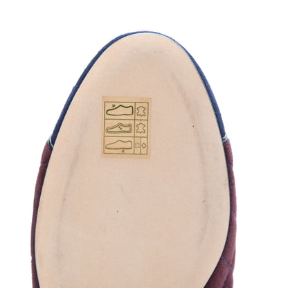 Chanel Suede Quilted Mules 38 Burgundy Navy 10 of 12