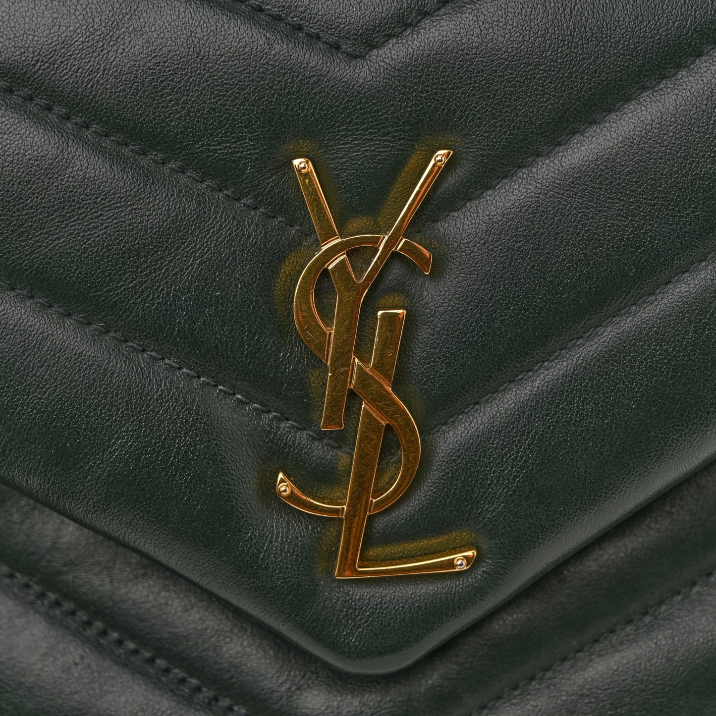 Calfskin Y Quilted Monogram Small Loulou Chain Satchel Dark Mint