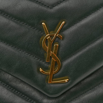 Saint Laurent Calfskin Y Quilted Monogram Small Loulou Chain Satchel Dark Mint 11 of 15