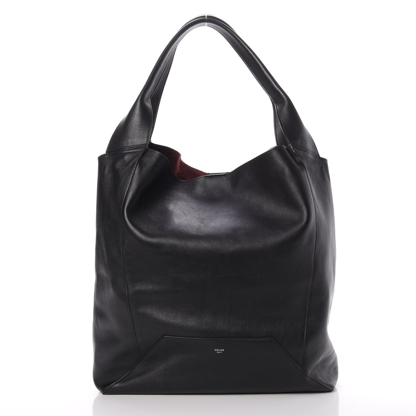 Shiny Smooth Calfskin Hobo Black