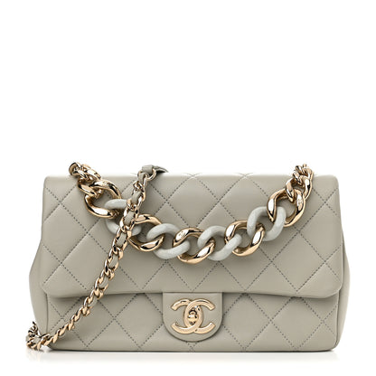 Chanel Lambskin Quilted Resin Bi-Color Chain Flap Bag Grey 1 of 15