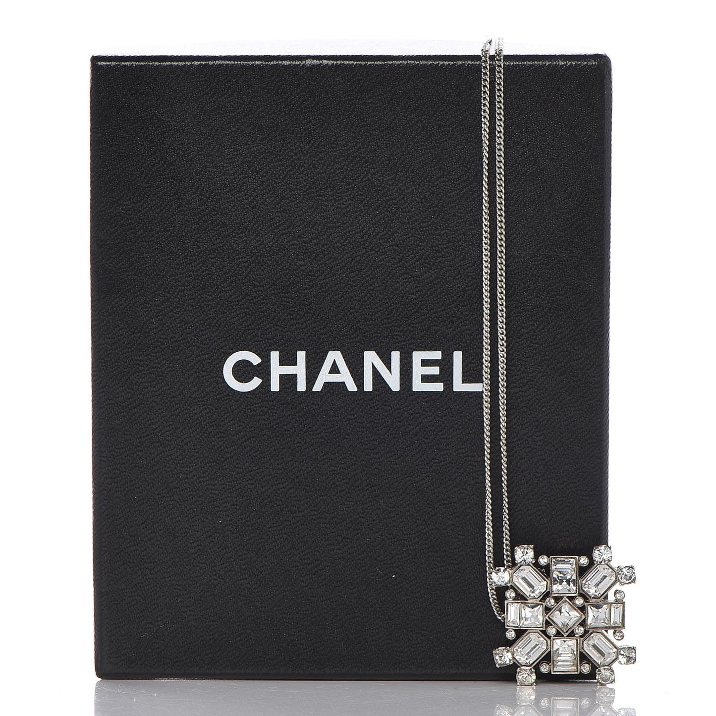 Crystal Baguette Necklace Silver