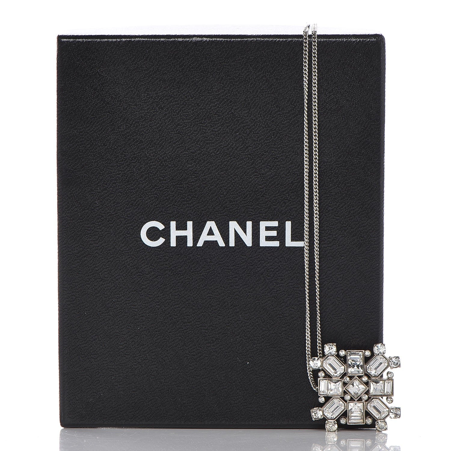 Chanel Crystal Baguette Necklace Silver 7 of 7