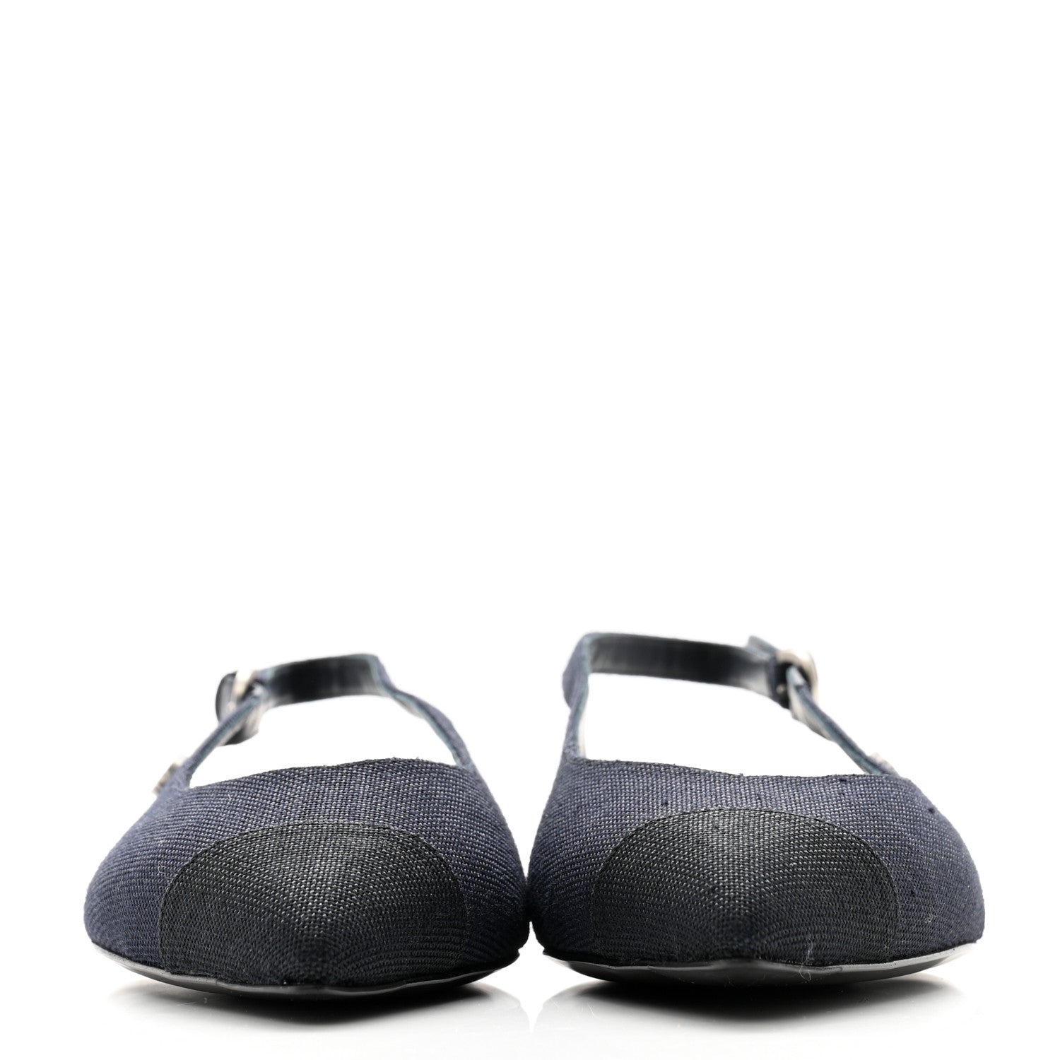 Chanel Denim Pearl Cap Toe CC Slingback 36 2 of 10