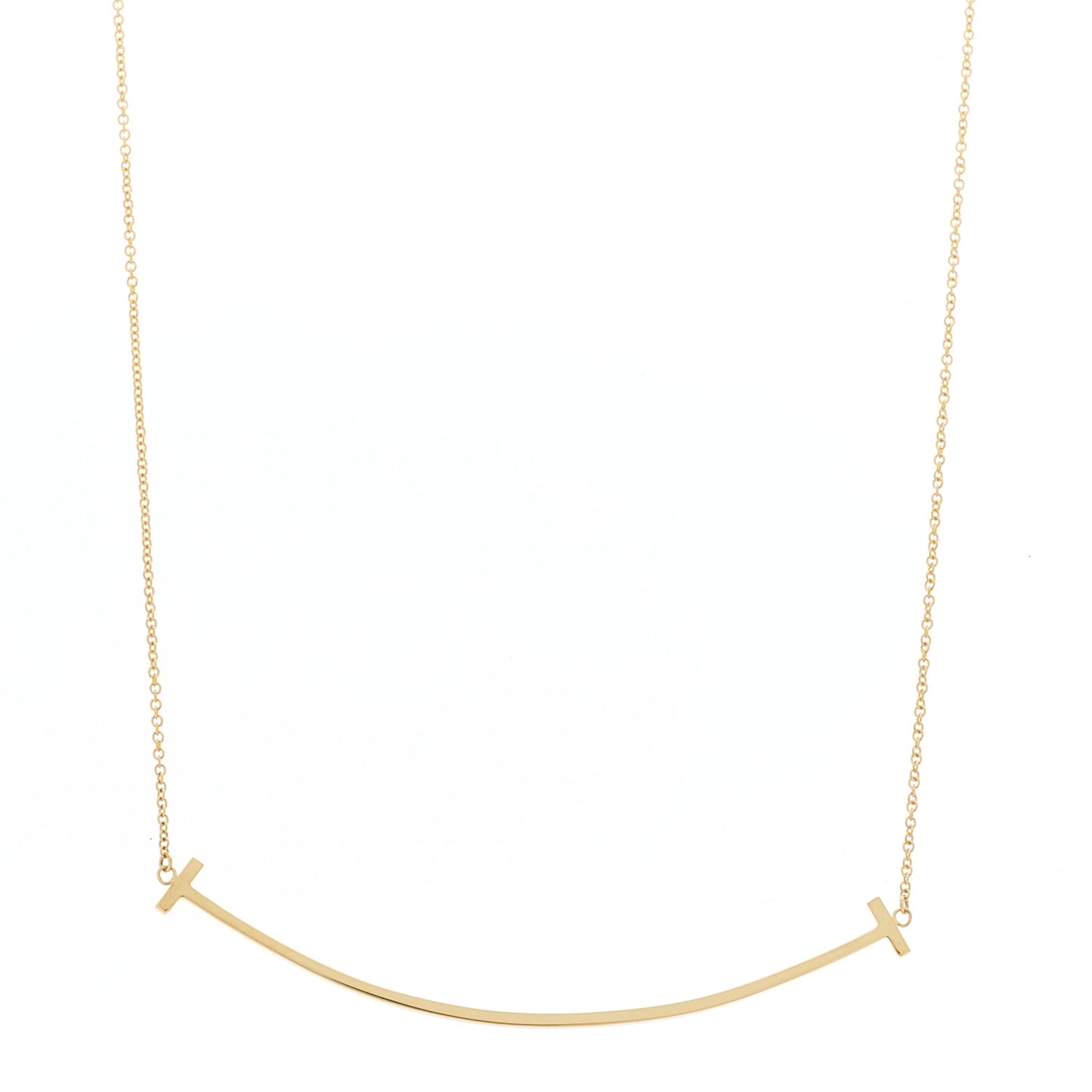 18K Yellow Gold Large T Smile Pendant Necklace
