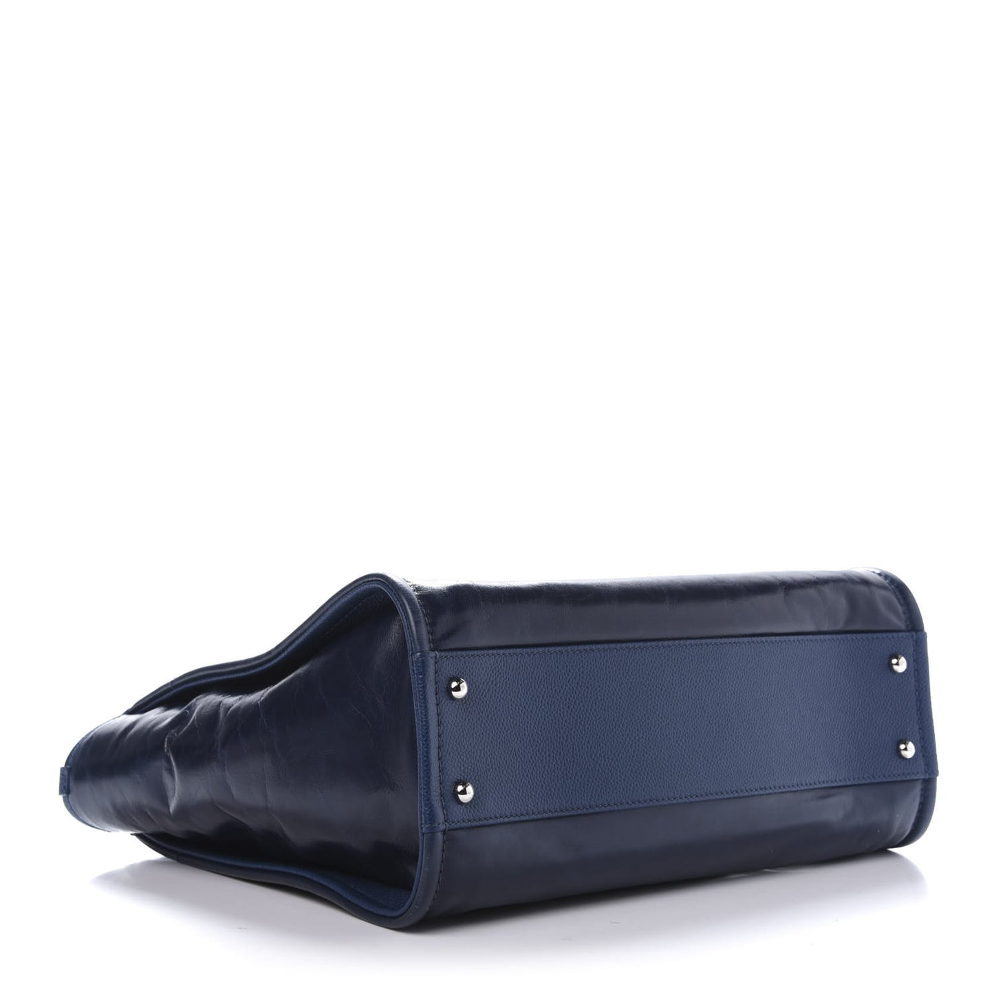 Glazed Calfskin Small Deauville Tote Blue