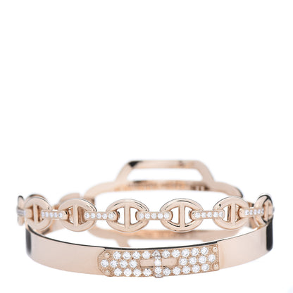 Hermes 18K Rose Gold Diamond PM Kelly Double Tour Bracelet SH 1 of 7