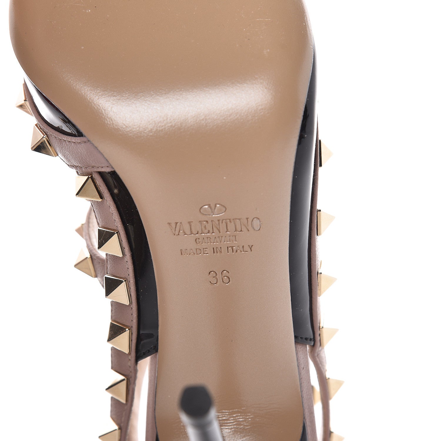 Valentino Garavani Patent Nappa Rockstud Ankle Strap 100mm Pumps 36 Black Poudre 6 of 11