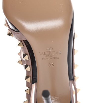 Valentino Garavani Patent Nappa Rockstud Ankle Strap 100mm Pumps 36 Black Poudre 6 of 11
