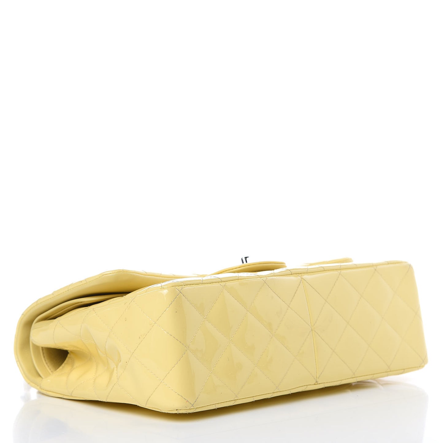 Patent Quilted Jumbo Double Flap Yellow