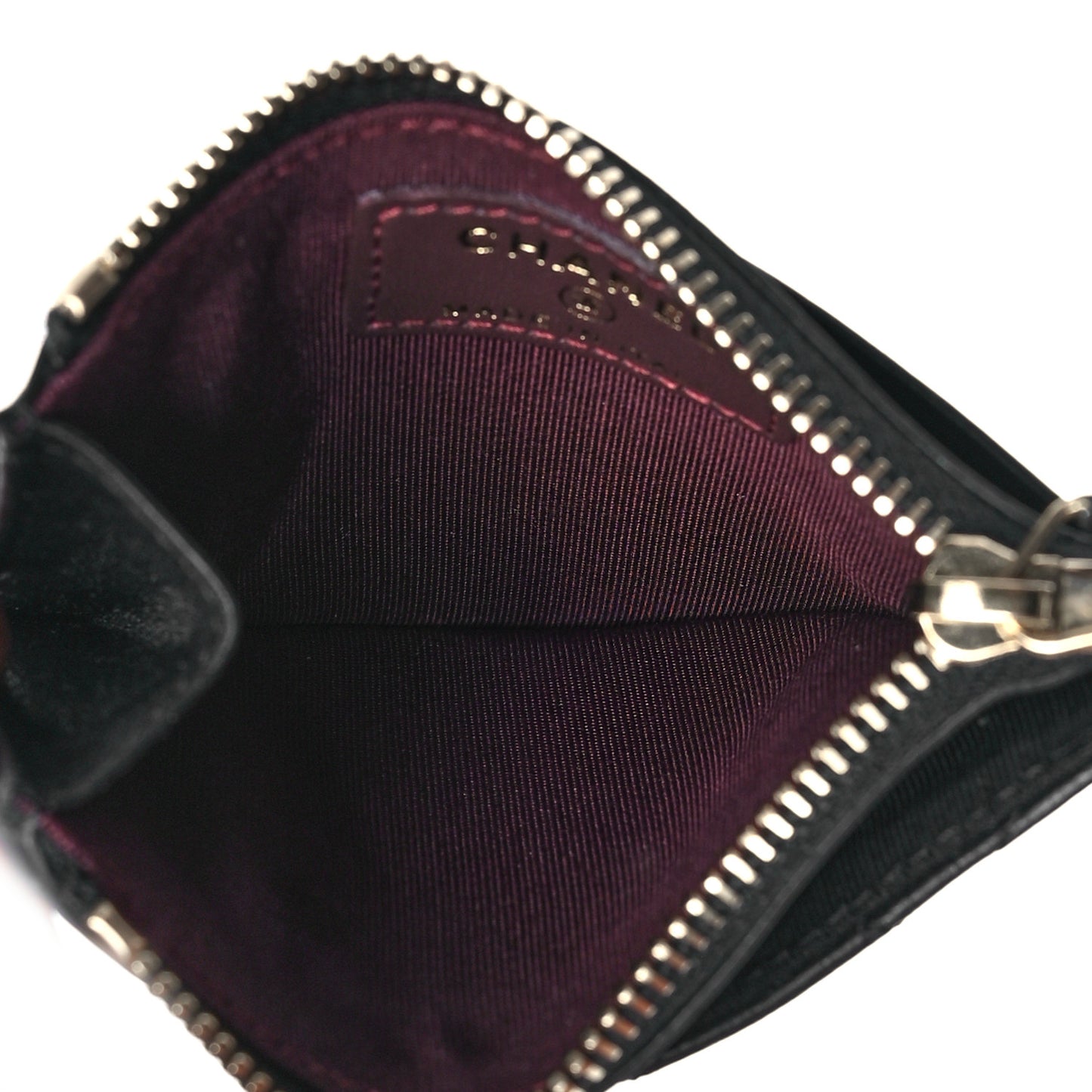 Lambskin Quilted CC Zip Card Holder Black