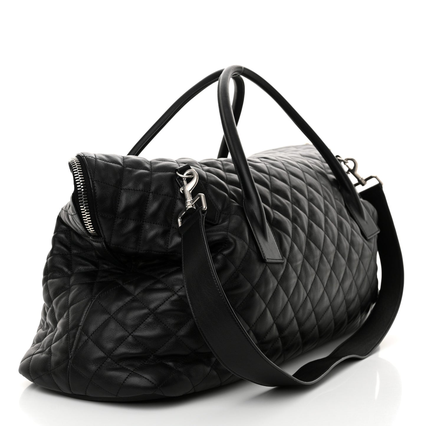 Calfskin Quilted ES Giant Travel Bag Black