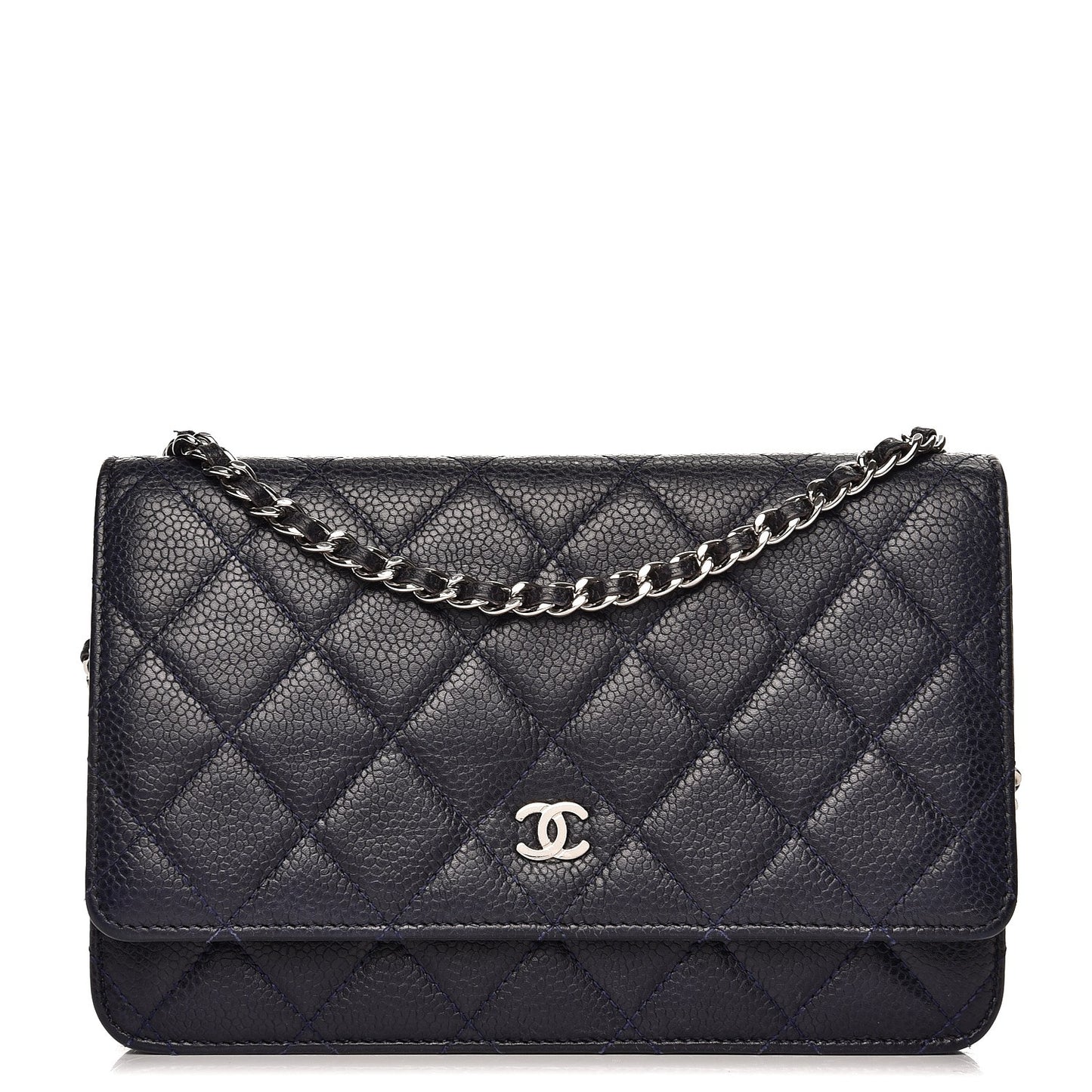 Caviar Quilted Wallet On Chain WOC Navy