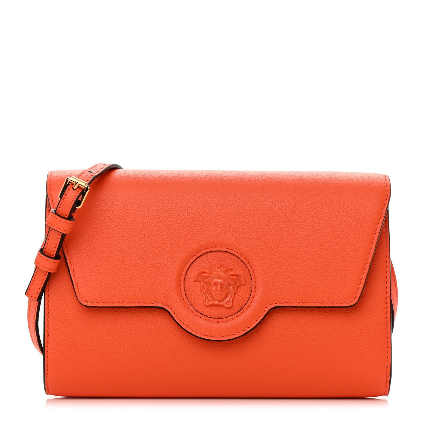 Grained Calfskin La Medusa Crossbody Bag Orange