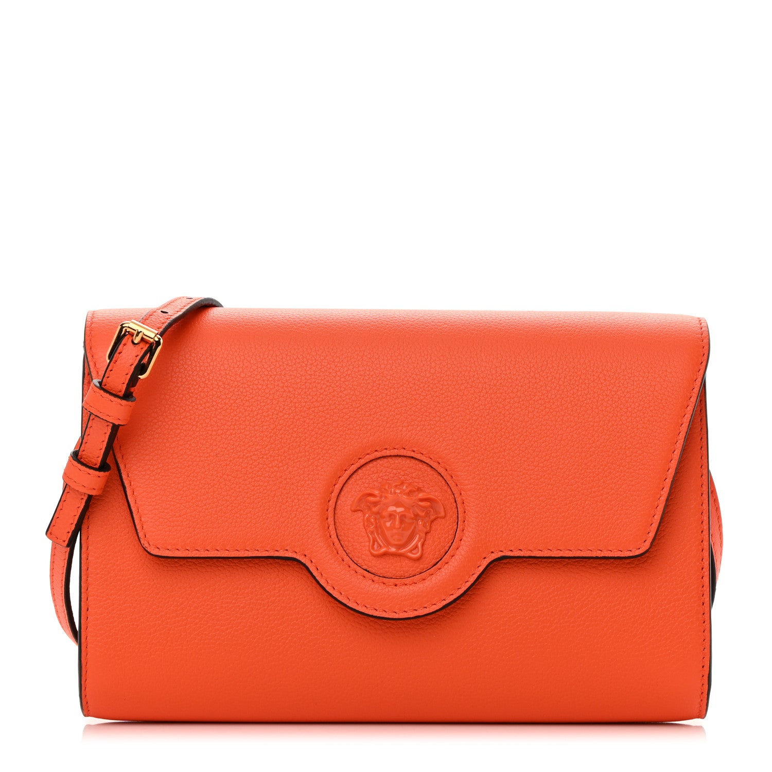 Versace Grained Calfskin La Medusa Crossbody Bag Orange 1 of 12