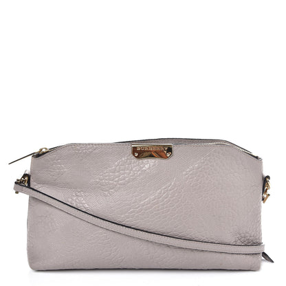 Burberry Signature Grain Calfskin Check Embossed Small Chichester Crossbody Clutch Bag Pale Grey 1 of 10