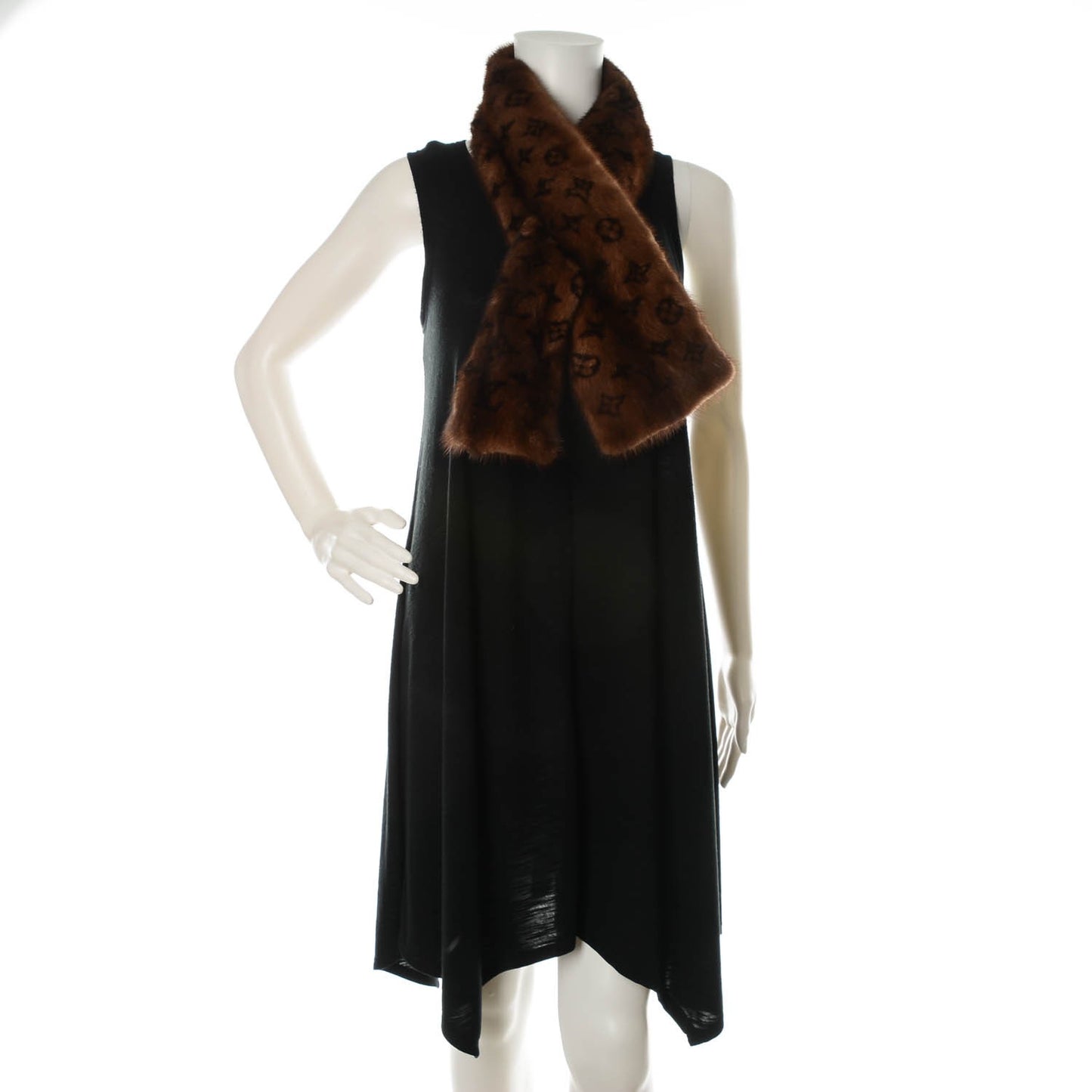 Monogram Mink Fur Scarf Stole Wrap