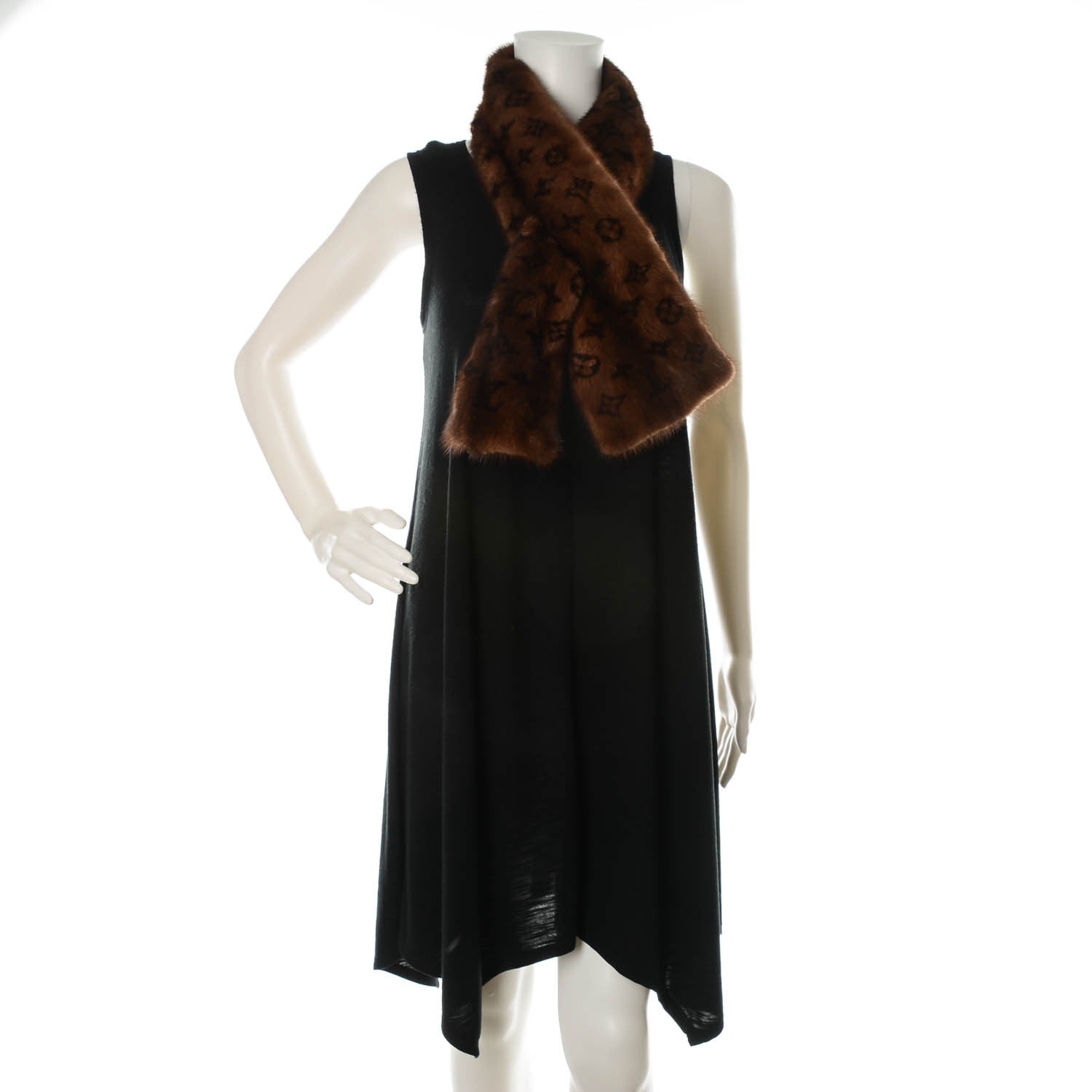Louis Vuitton Monogram Mink Fur Scarf Stole Wrap 2 of 5