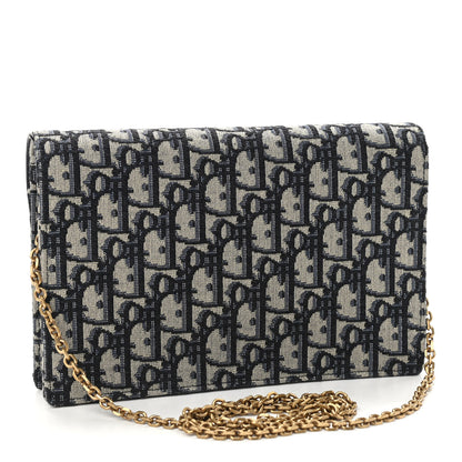 Christian Dior Oblique Saddle Chain Pouch Blue 3 of 8